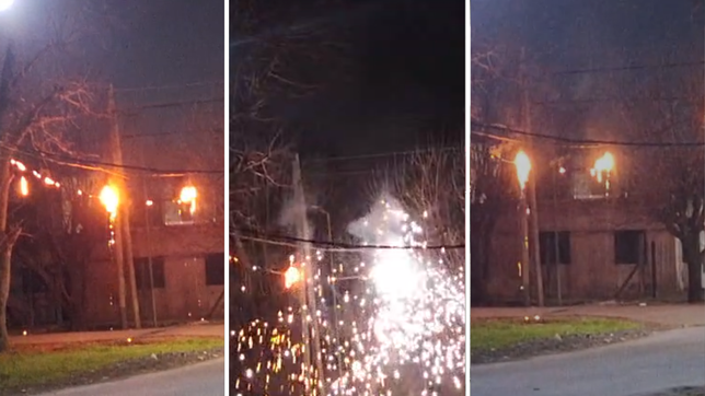 susto y preocupacion en san carlos por el incendio de cables en la calle