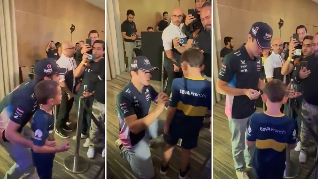 El video de la inesperada reacción de Colapinto al ver a un nene con la camiseta de Boca