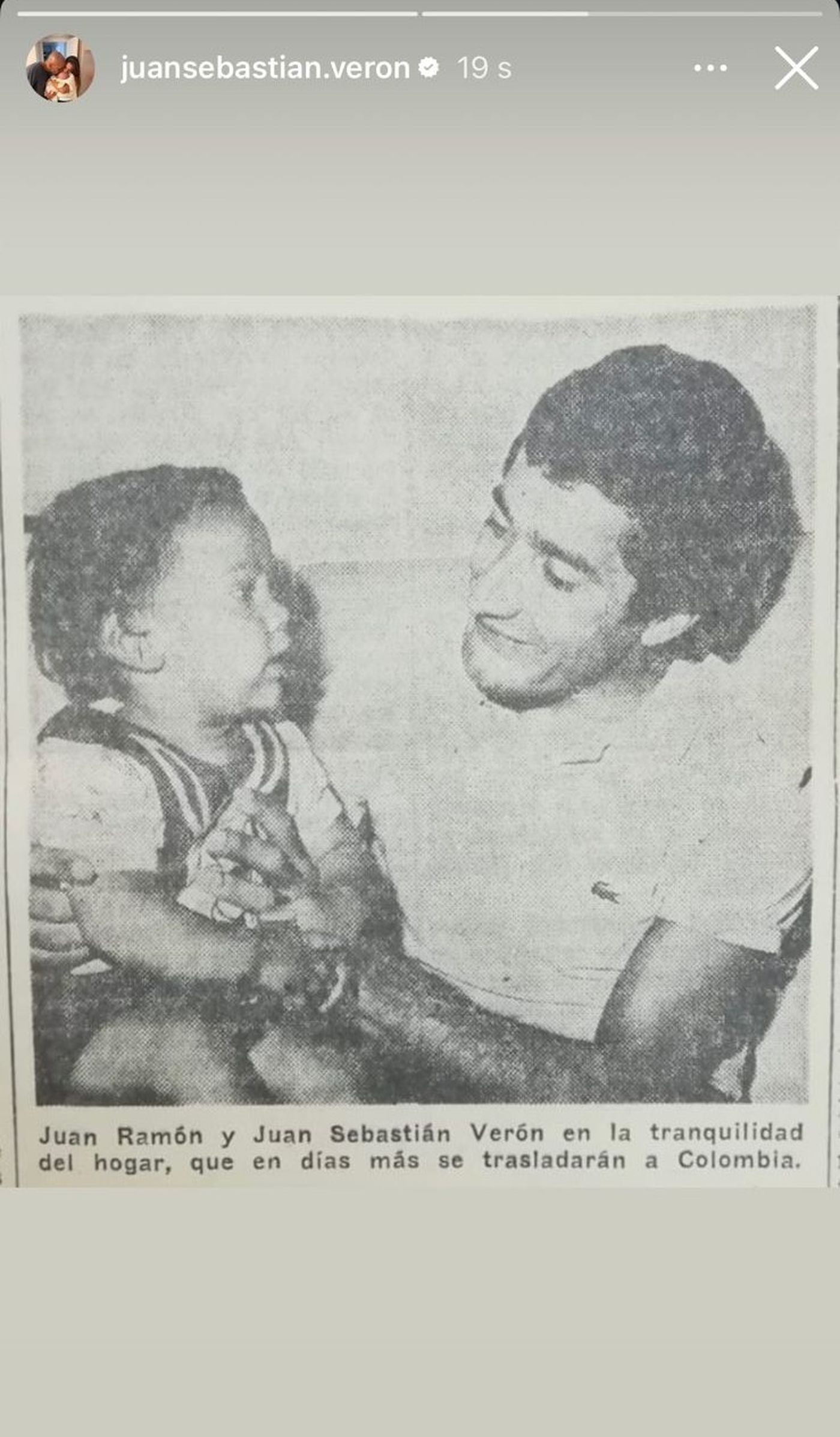 La publicación de Juan Sebastián Verón recordando a su papá