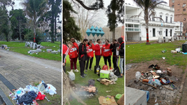 el dia despues del clasico platense: basura, restos de asados y una plaza en pesimas condiciones