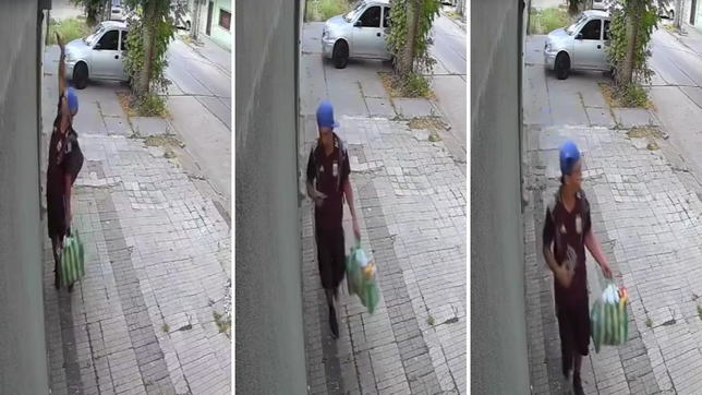 un hombre quedo filmado robando los numeros de las casas en un barrio de la plata