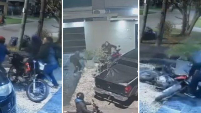 cuatro ladrones intentaron robarle la moto en la plata y lo evito a las pinas