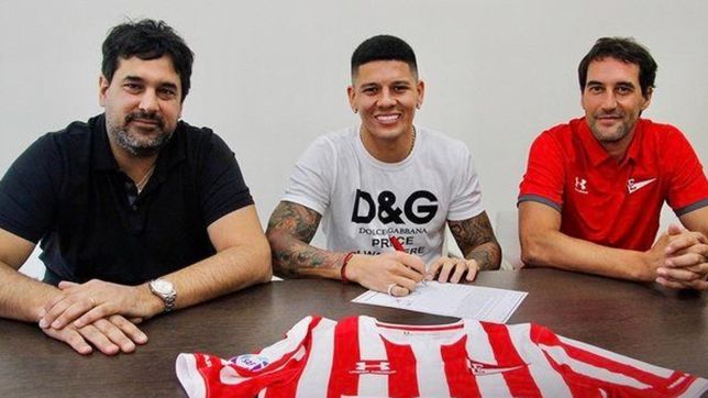 video: asi fue la emocionante llegada de marcos rojo al country de estudiantes