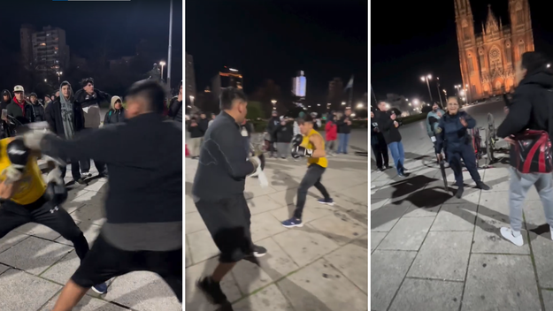 Organizaron una pelea callejera en Plaza Moreno y la Policía los obligó a retirarse