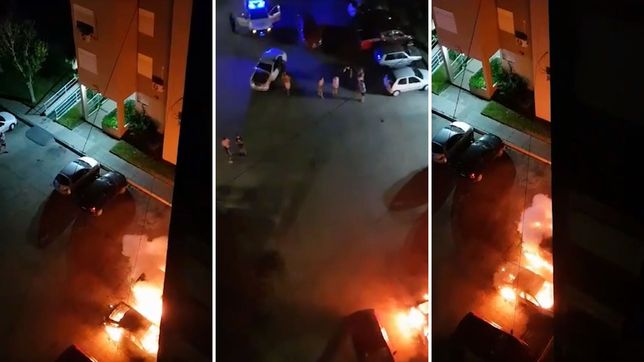panico en un barrio de la plata por el voraz incendio de dos autos