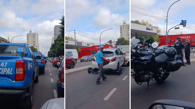 un conductor se nego a que la grua se llevara su auto genero caos y demoras en pleno centro