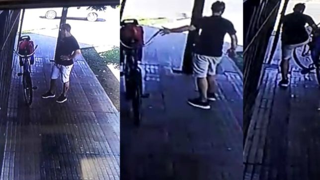 video: se hizo el distraido, espero la oportunidad y robo una bicicleta