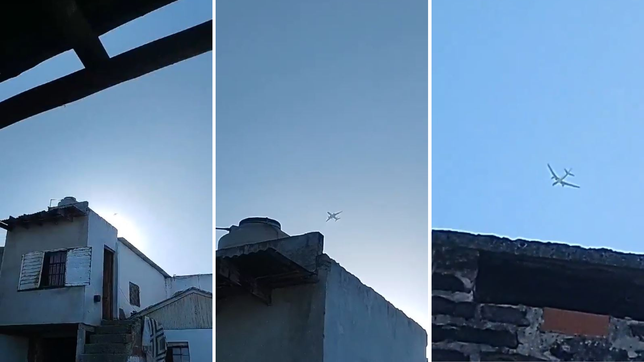 un avion que iba de ezeiza a madrid tuvo que volver y sobrevolo a baja altura el cielo de la plata