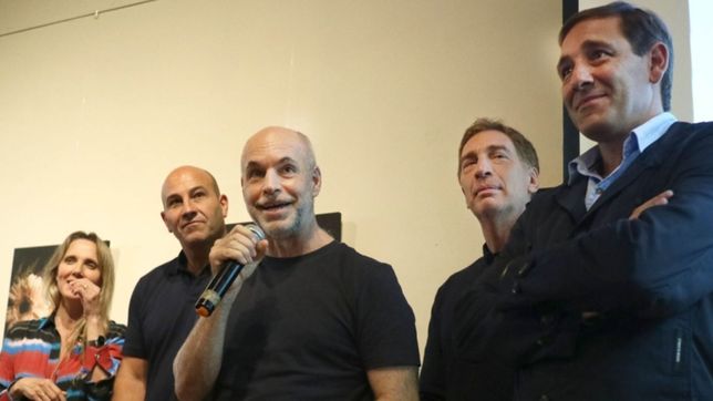 de visita en la plata, larreta arengo a la tropa en la recta final junto a santilli