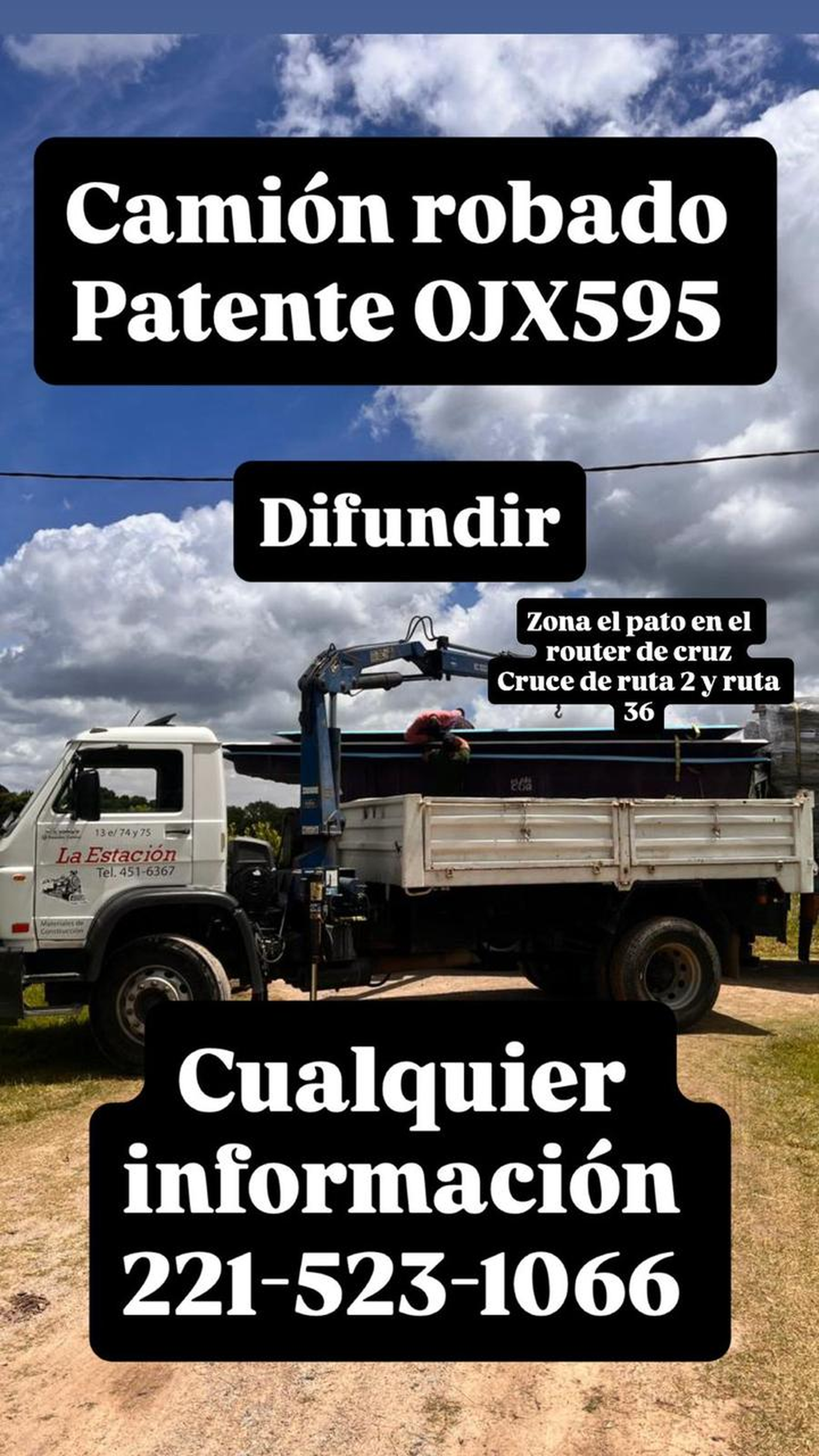 El camión robado del corralón La Estación de La Plata