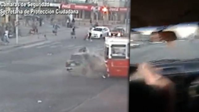 video: pasaron en rojo, chocaron contra un micro y filmaron todo desde adentro del auto