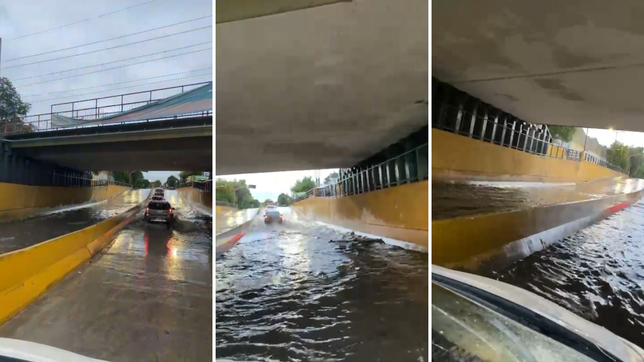 el paso bajo nivel de ringuelet se volvio a inundar y los autos apenas pueden pasar