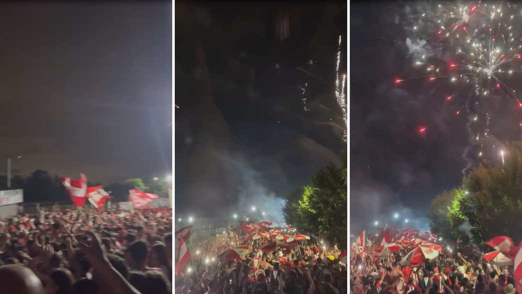 Los hinchas de Estudiantes recibieron al plantel en City Bell tras la clasificación a la final