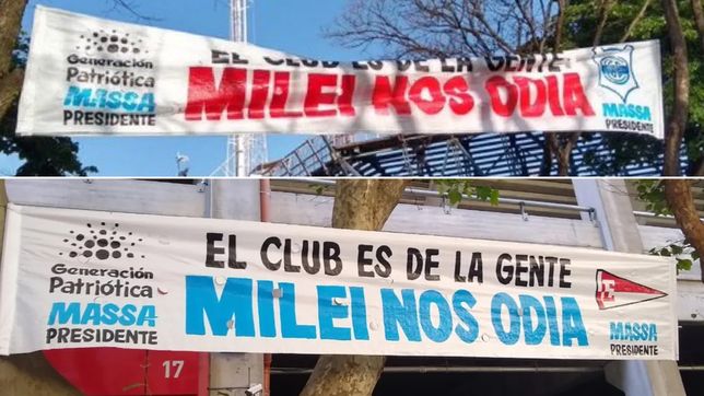 el mensaje que aparecio en los estadios de gimnasia y estudiantes contra javier milei