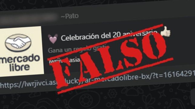 alertan por otro falso mensaje de whatsapp de mercado libre que roba datos personales
