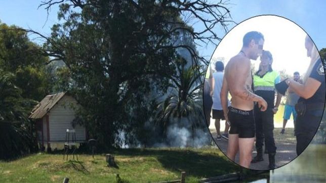 se metio a nadar en el lago de la repu, intento quemar una palmera y termino preso