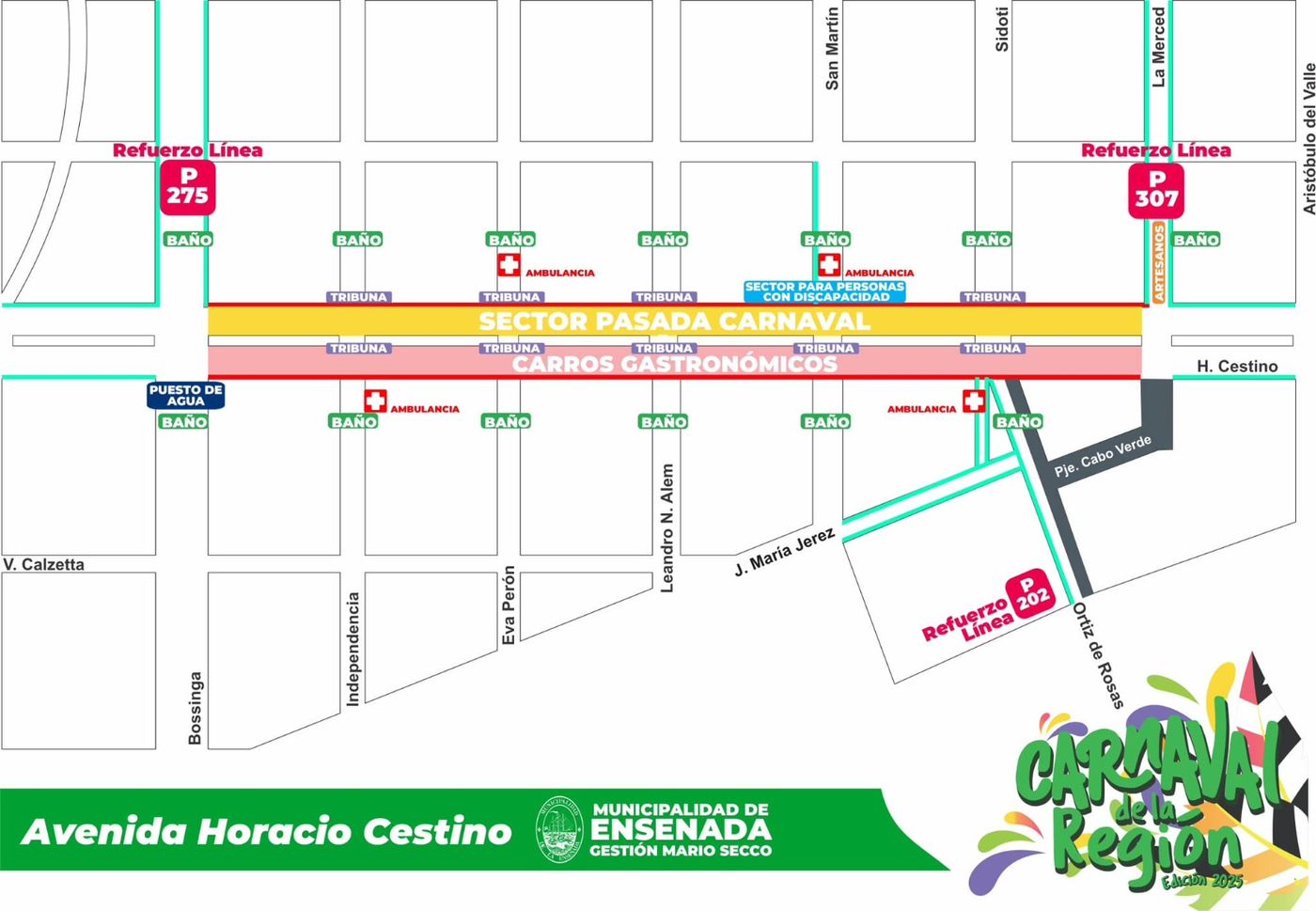 El recorrido del carnaval de Ensenada. El recorrido del carnaval de Ensenada.