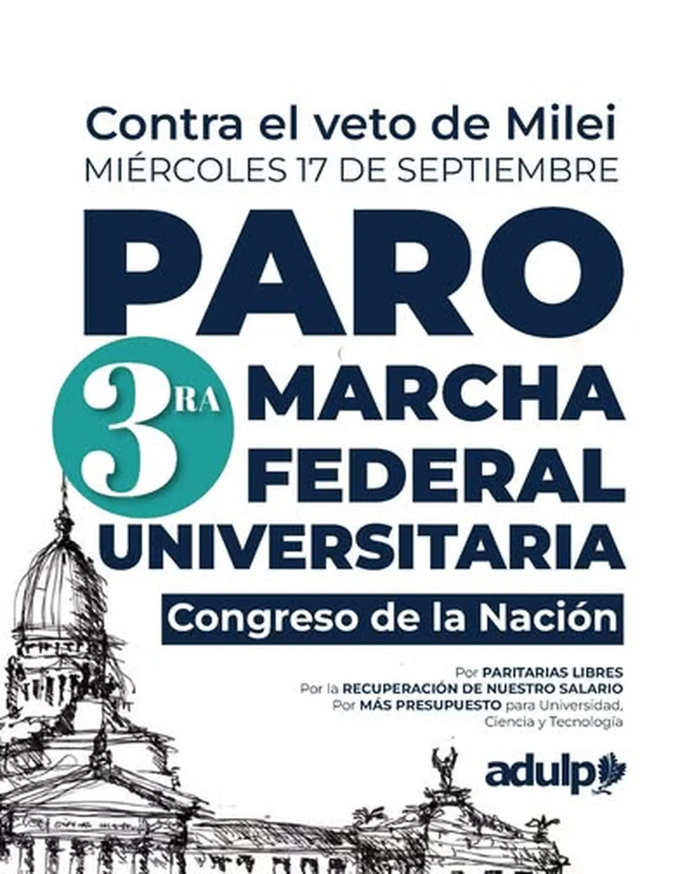 ADULP confirmó que los docentes universitarios pararán este miércoles