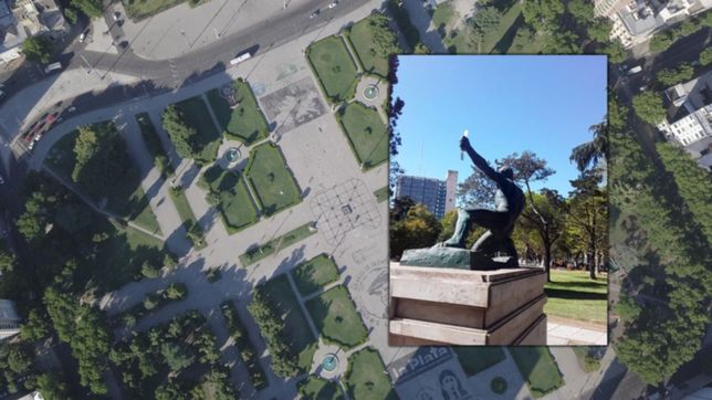 vandalizaron la emblematica estatua del arquero de plaza moreno