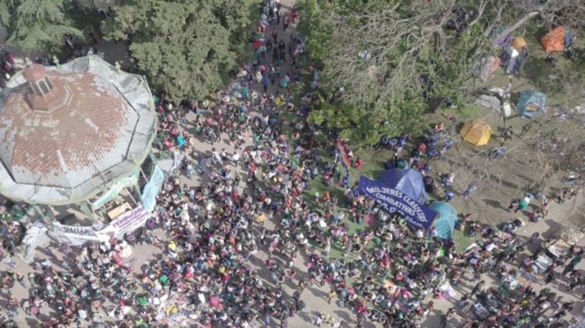 marea verde desde #eldronede0221: el encuentro feminista, desde el cielo de la plata