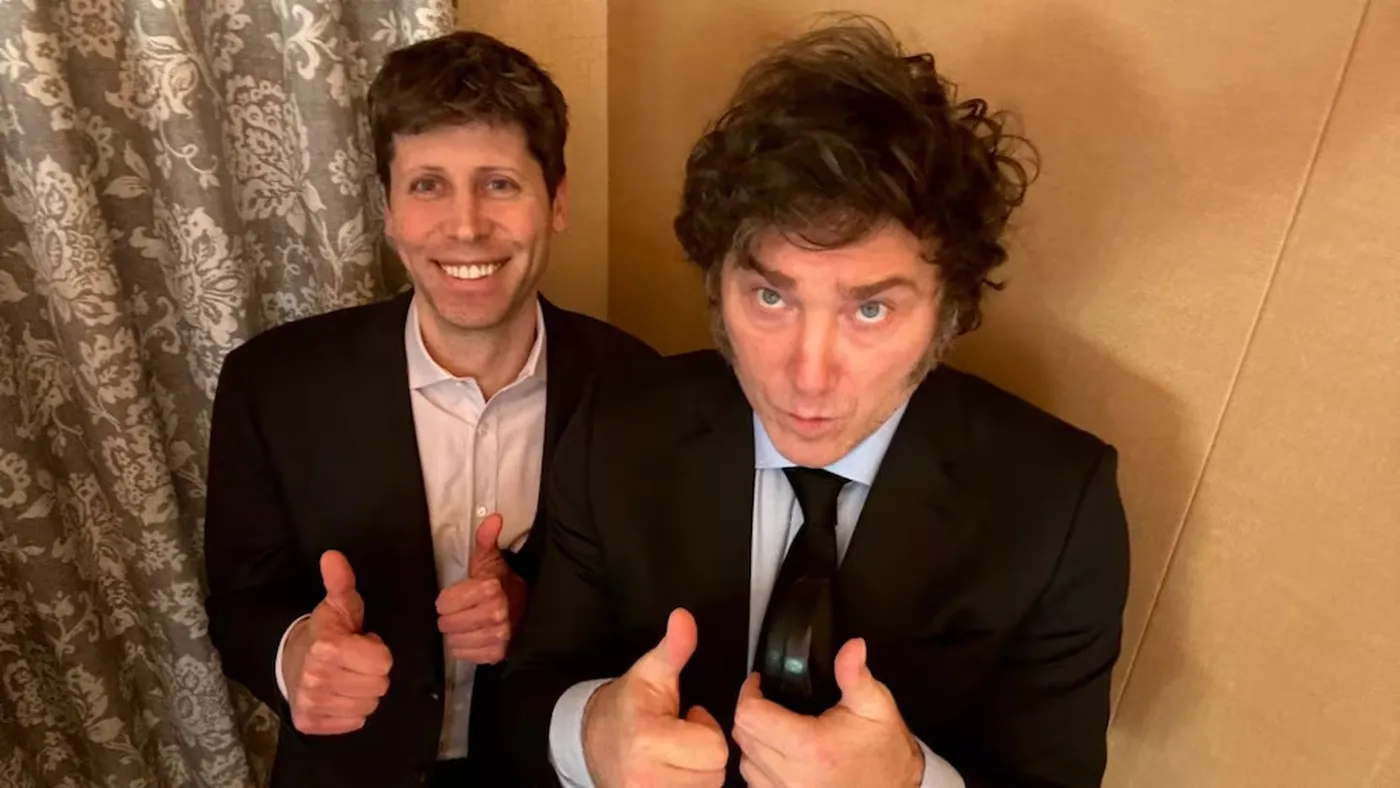 Sam Altman, el creador de ChatGPT, junto al presidente Javier Milei
