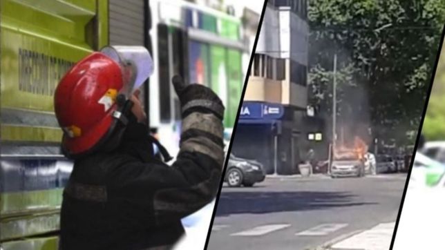 video: susto y tension en 1 y 60 por el incendio de un auto en plena calle