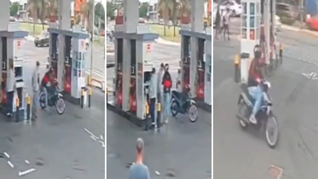 Un motochorro se hizo pasar por cliente de una estación de servicio y asaltó a dos playeros a plena luz del día Un motochorro se hizo pasar por cliente de una estación de servicio y asaltó a dos playeros a plena luz del día