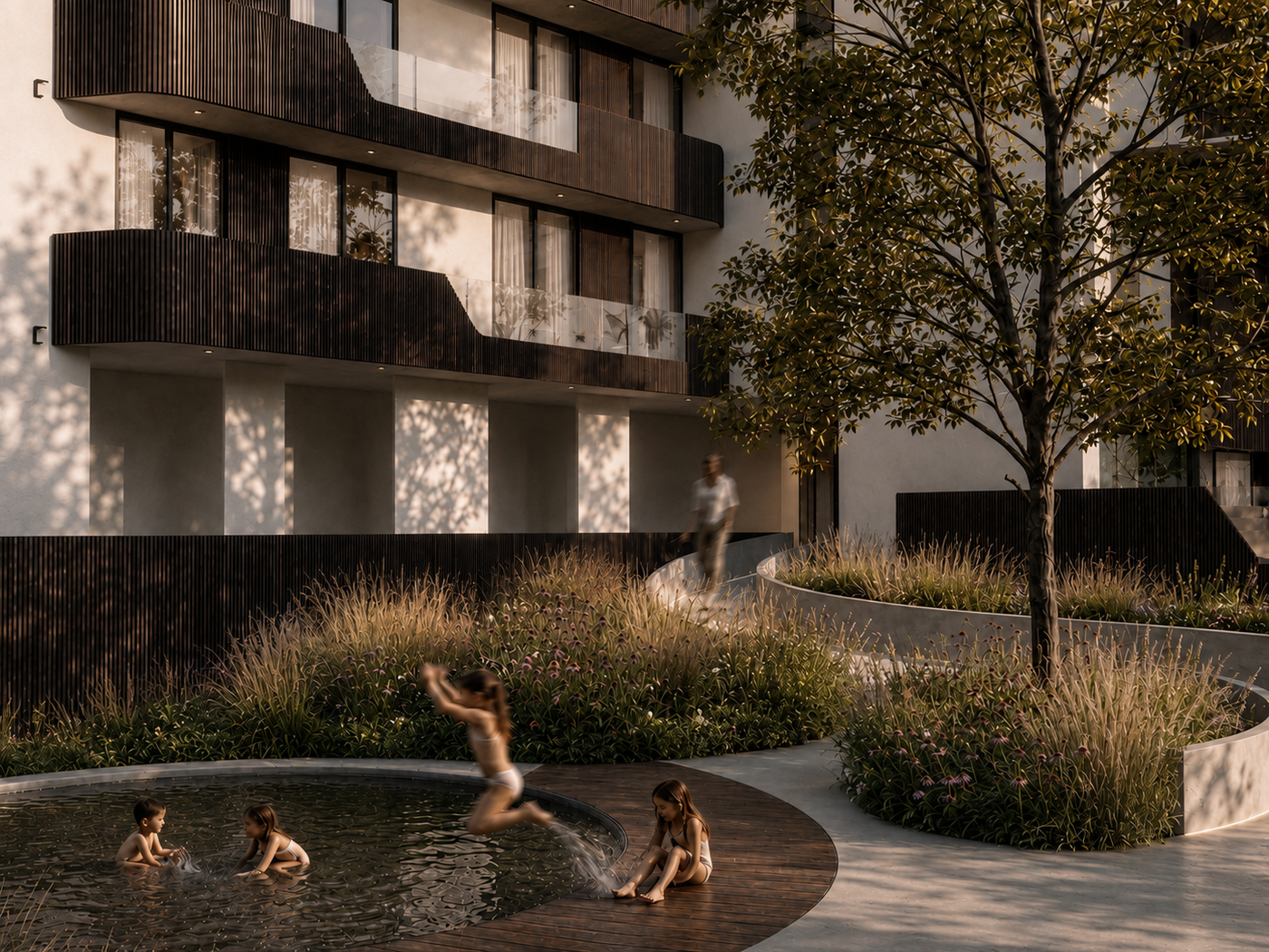 Otra imagen proyectada que muestra uno de los patios