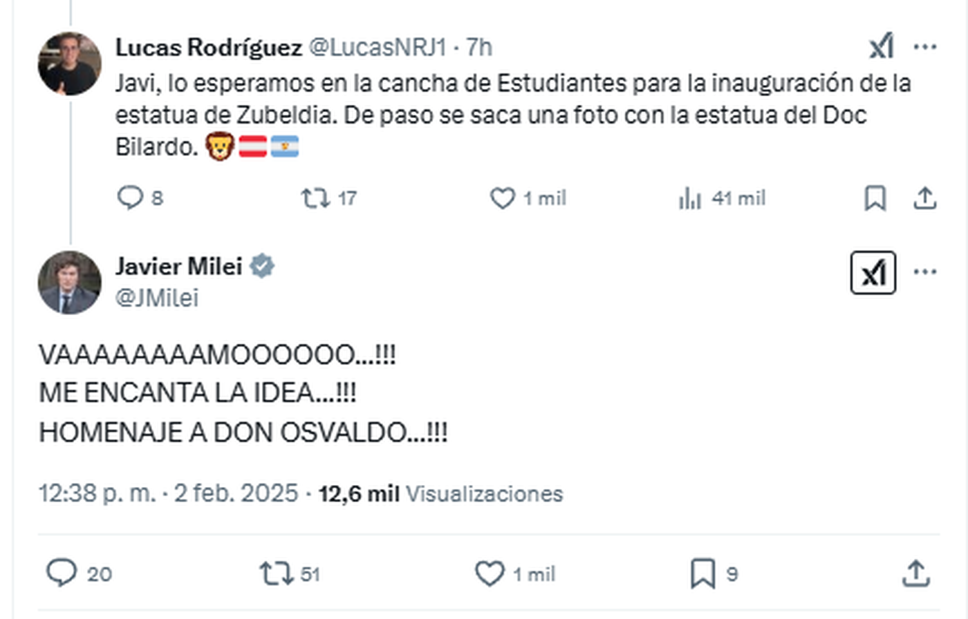 Javier Milei fue invitado a UNO por un hincha de Estudiantes