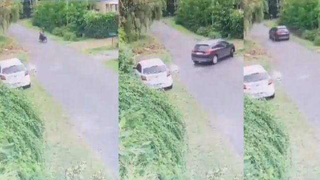 video: con una maniobra marcha atras, una mujer zafo de una entradera