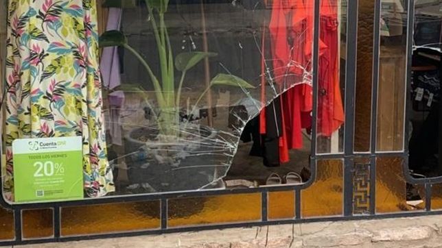 video: rompio la vidriera de un local de ropa de la plata, arranco la caja y huyo
