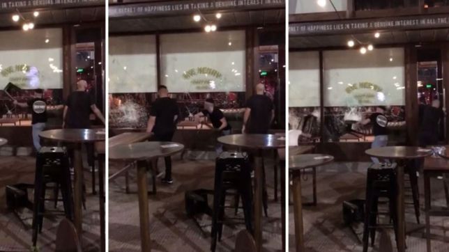 video: escandalo en bye henry con patadas en el piso y sillazos contra los vidrios