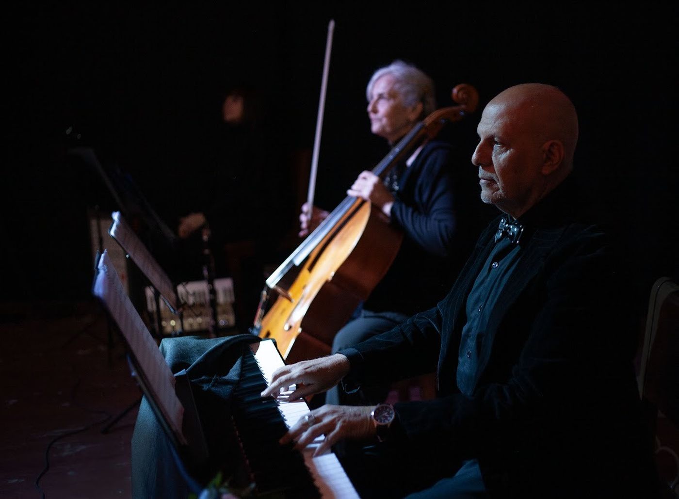 Fernando CiprianiLos m&uacute;sicos en escena, durante la obra
