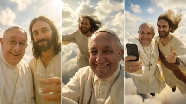 los llamativos videos creados con ia que muestran a jesus y el papa francisco juntos en el cielo