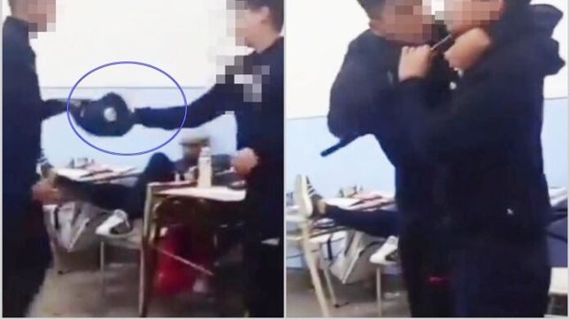 un estudiante amenazo a otro con un cuchillo en pleno horario de clases