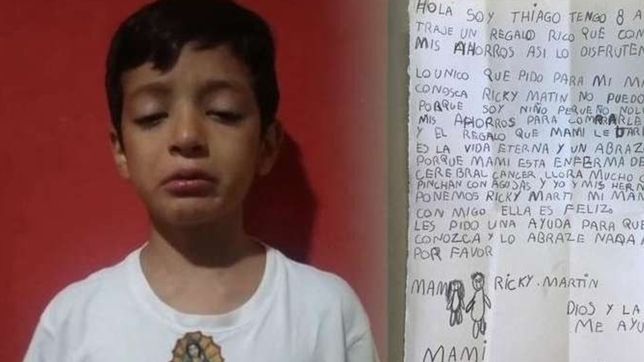 emotiva carta de un nene de 8 anos para que su mama que tiene cancer conozca a ricky martin
