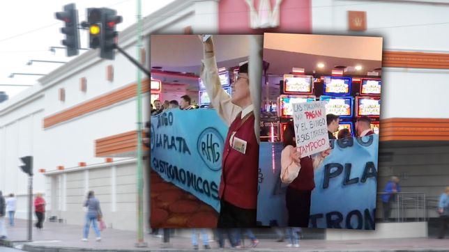 ruidosa protesta de los trabajadores del bingo en reclamo de un aumento salarial
