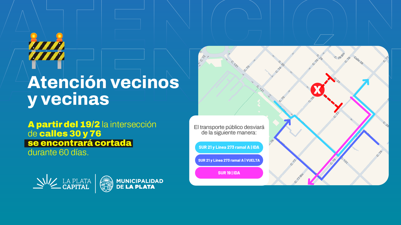 El mapa de los desvíos que habrá en La Plata y las calles que se verán afectadas durante los 60 días de obras. El mapa de los desvíos que habrá en La Plata y las calles que se verán afectadas durante los 60 días de obras.