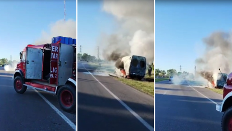 Tensión por un el incendio de una camioneta en plena Ruta 2 a la altura de La Plata Tensión por un el incendio de una camioneta en plena Ruta 2 a la altura de La Plata
