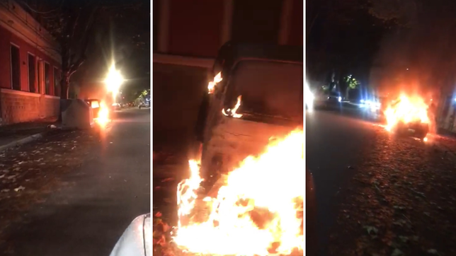 tension en pleno centro de la plata por el incendio de una camioneta