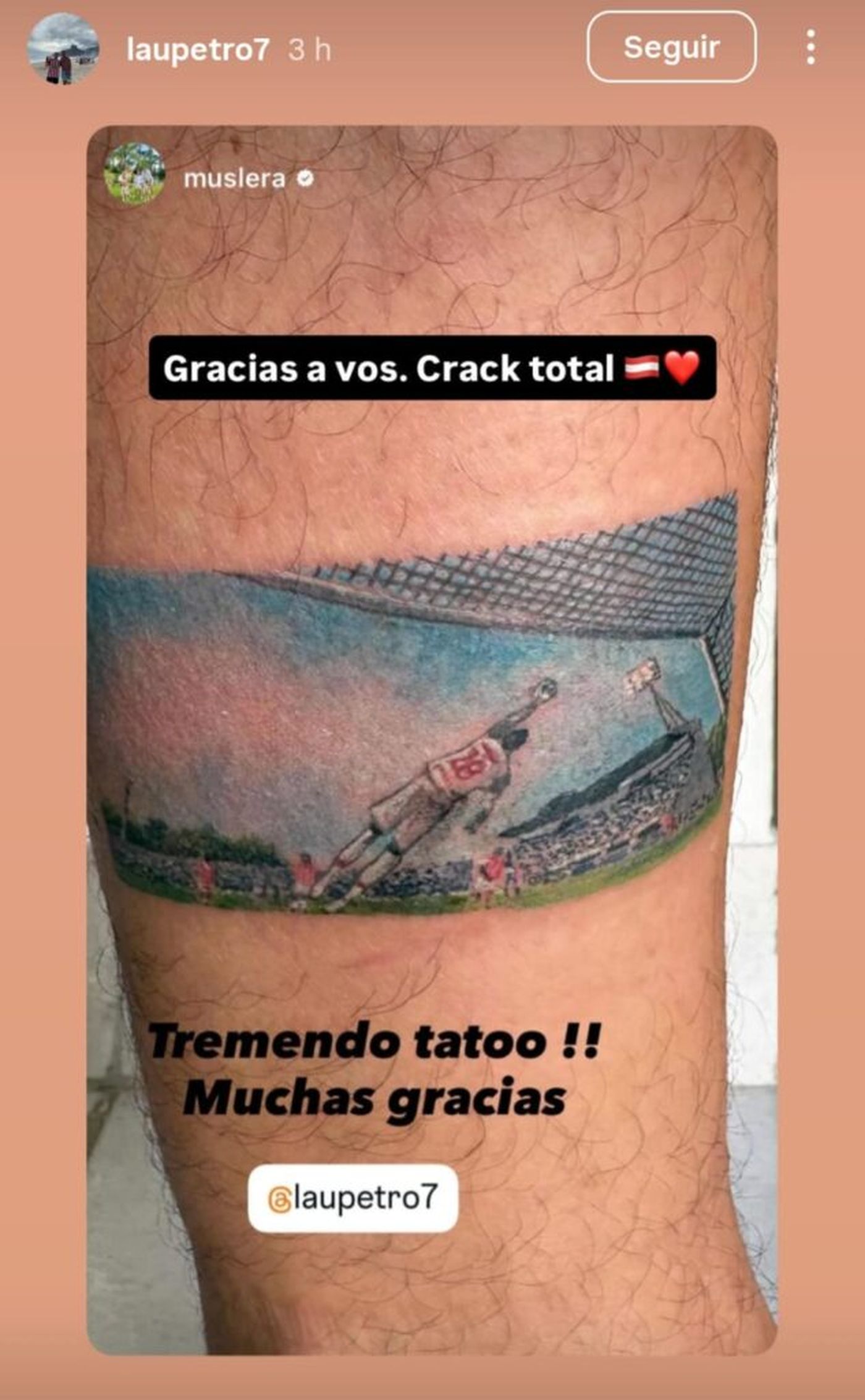 La respuesta de Fernando Muslera al impresionante tatuaje de un hincha de Estudiantes