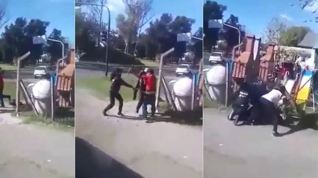 viajaba borracho en un micro oeste, lo bajaron y termino a las pinas con dos mujeres policias