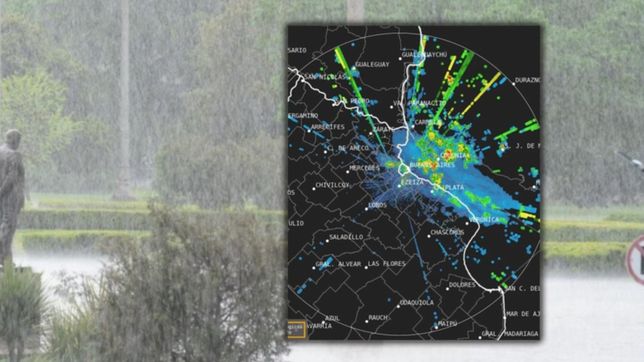 la imagen del radar de las tormentas que descargaron 16 milimetros de lluvia en media hora