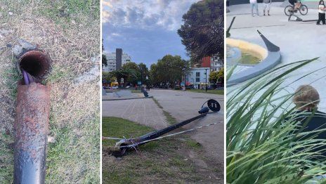 Un del alumbrado público se desplomó una plaza de La Plata y golpeó a un nene que jugaba en el lugar Un del alumbrado público se desplomó una plaza de La Plata y golpeó a un nene que jugaba en el lugar
