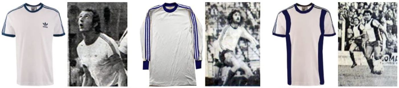Los tres modelos blancos de Gimnasia en 1978 Los tres modelos blancos de Gimnasia en 1978
