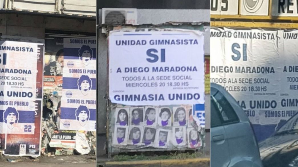 Hinchas de Gimnasia empapelaron la ciudad y se juntarán para pedir por Maradona