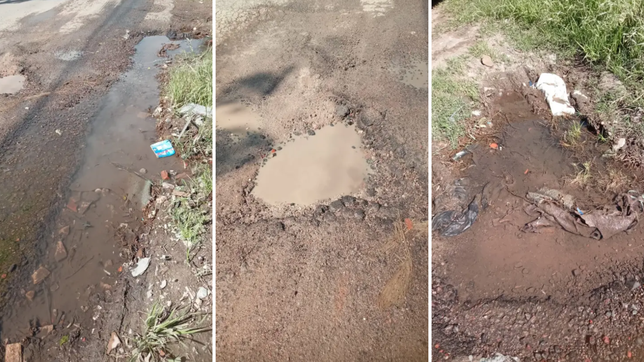 arreglaron una calle de city bell sobre una perdida de agua y el asfalto se hundio otra vez a los pocos dias