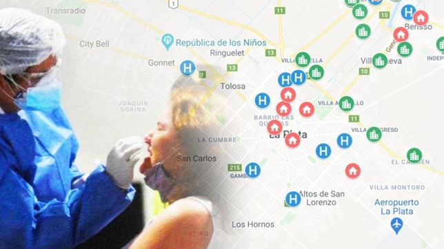 uno por uno, el mapa de los centros de hisopados en la plata y la region