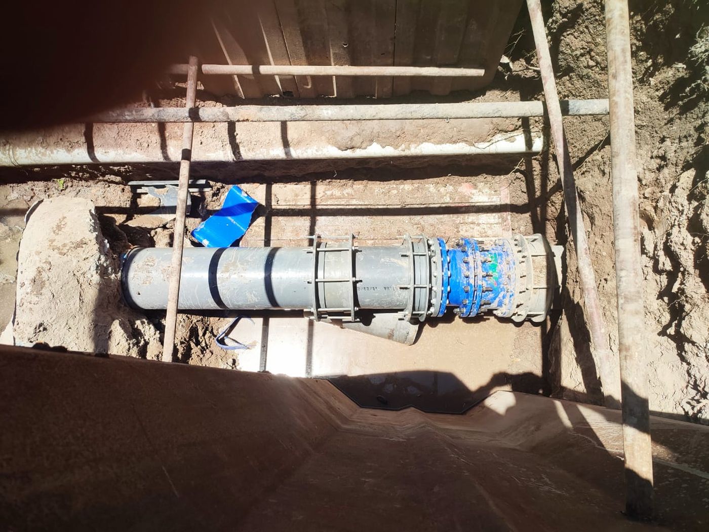 Un tramo del Acueducto Norte la obra con la que se pretende mejorar el servicio en la zona Norte de La Plata