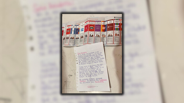 la carta que una platense dejo dentro de la boleta unica dirigida a milei